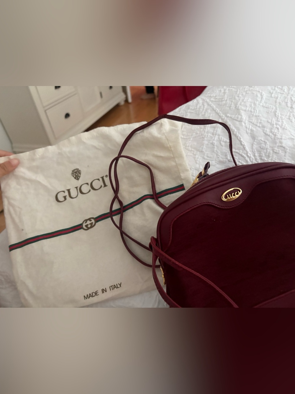 Vintage Gucci Burgundy Crossbody with Gold Hardware